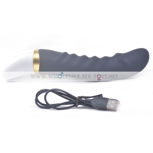 12-Speed Black Color Rechargeable Silicone Dildo Vibrator