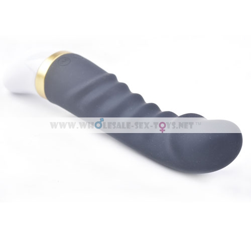 12-Speed Black Color Rechargeable Silicone Dildo Vibrator