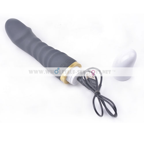 12-Speed Black Color Rechargeable Silicone Dildo Vibrator