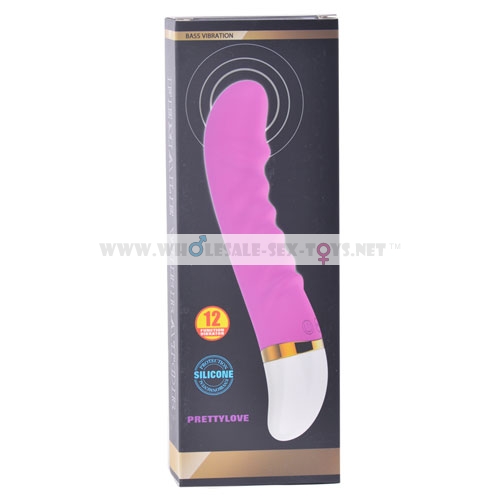 12-Speed Pink Color Rechargeable Silicone Dildo Vibrator