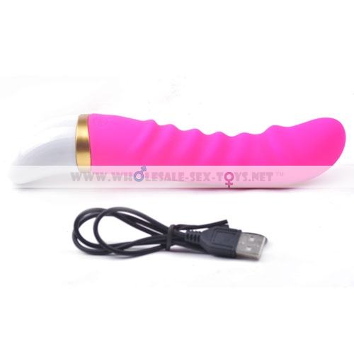 12-Speed Pink Color Rechargeable Silicone Dildo Vibrator