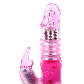 Pink Color Thrusting Rabbit Pearls Vibrator