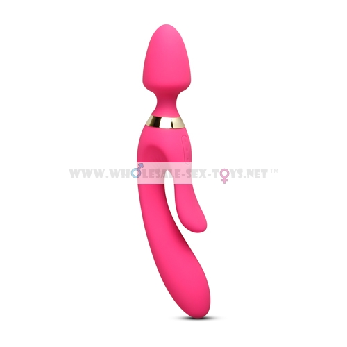 Pink Color 9 Speeds Rechargeable Silicone Wand Massager with 3 Motors