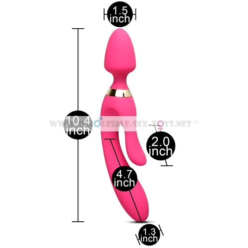 Pink Color 9 Speeds Rechargeable Silicone Wand Massager with 3 Motors