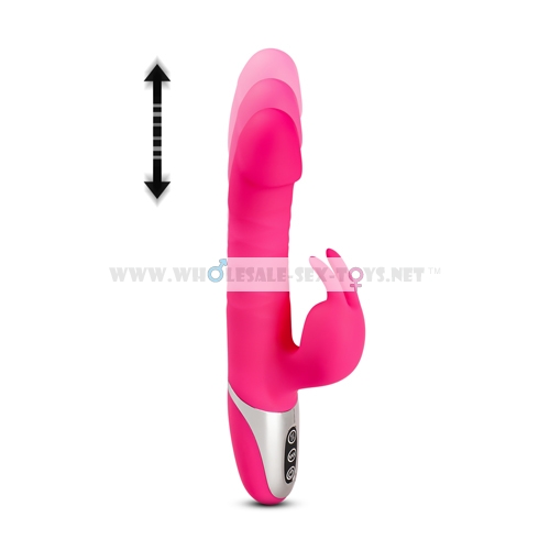 7 Speeds Pink Color Silicone Rabbit Vibrator with Thrusting Function