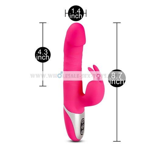 7 Speeds Pink Color Silicone Rabbit Vibrator with Thrusting Function