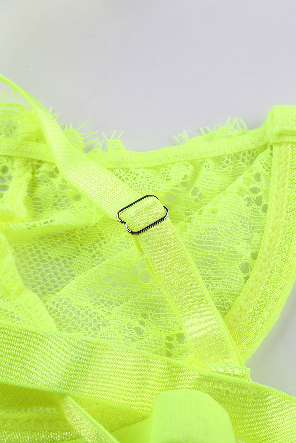 Neon Green Lace Balconette Bralette Lingerie Set( free size)