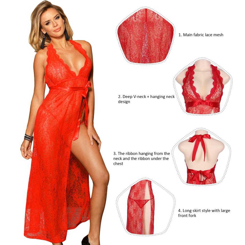 Plus Size Red Backless Halter Dress