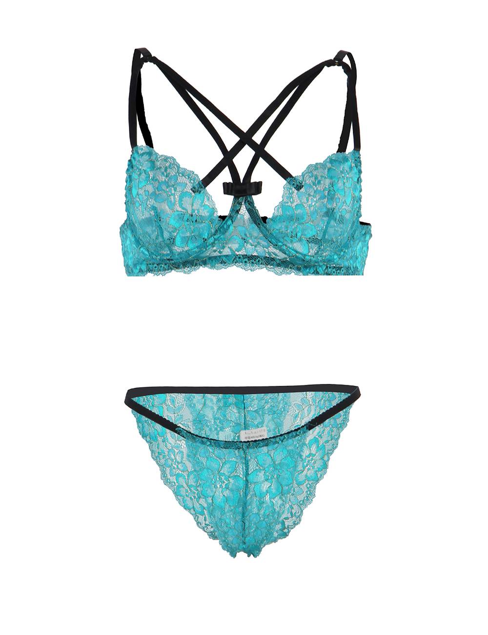 Blue Custom High Quality Beautiful Lingerie Lace Bra Set With Steel Ring