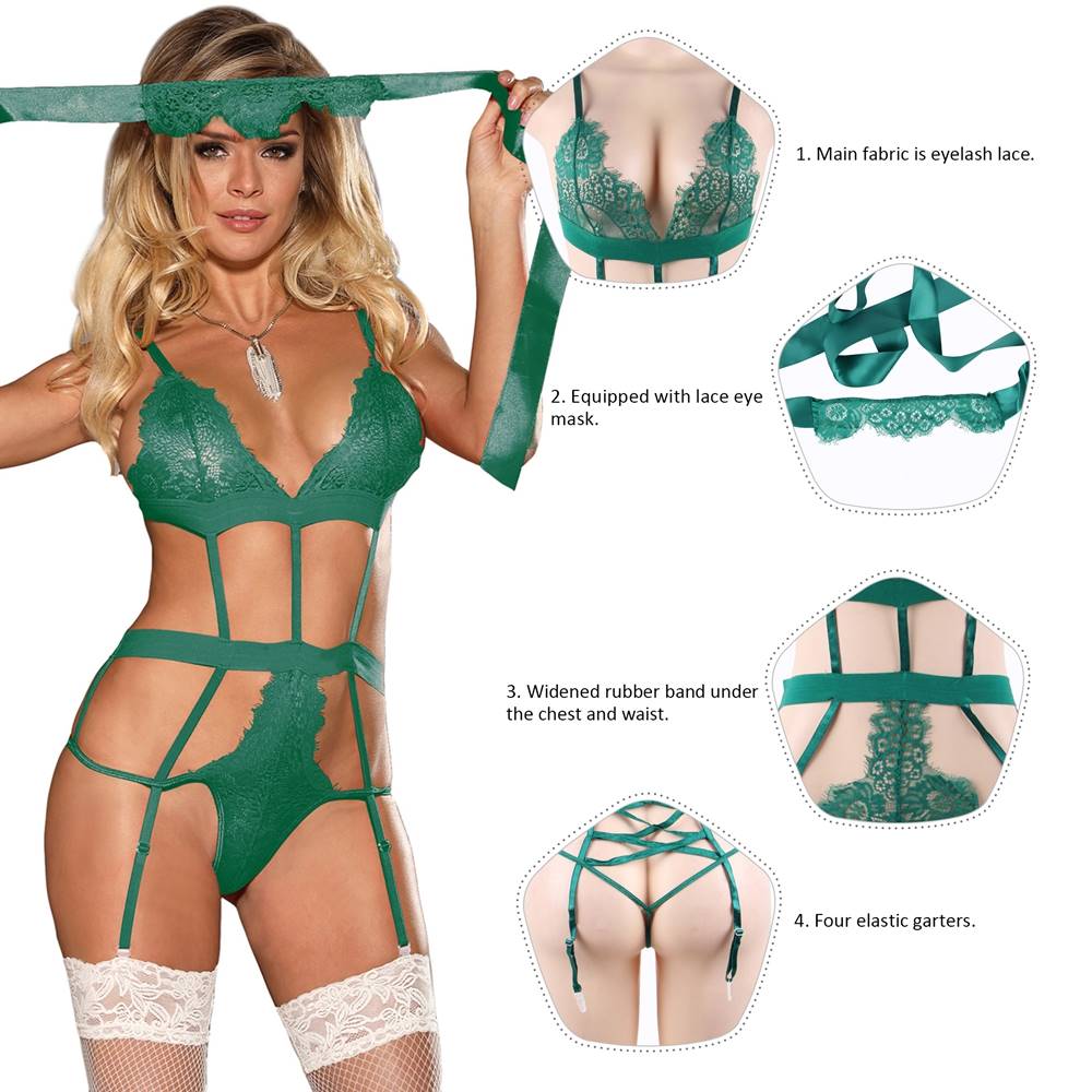 Love Affair Green Lace Teddy