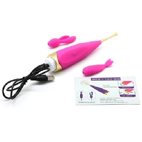 12Speed Rechargeable High Vibrator with 2 Silicone Heads