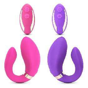 Remote Control Pink Color 9 Speeds Rechargeable Silicone Vibrators for Couples