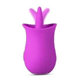 10 Speeds Purple Color Silicone Flower Shape Vibrator with Tongue