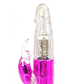 USB Rechargeable Purple Rabbit Vibrator With Diamond