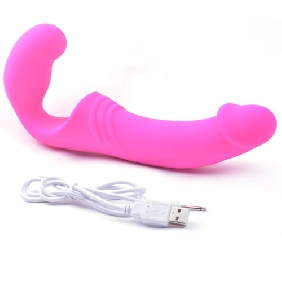 10-Speed Pink Rechargeable Silicone Double Ended Vibrator