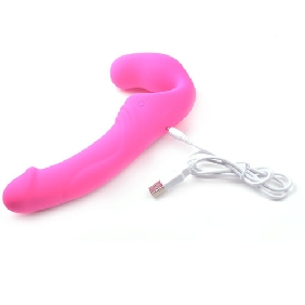 10-Speed Pink Rechargeable Silicone Double Ended Vibrator