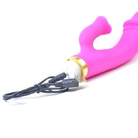  Pink Color Rechargeable Silicone Penis Vibrator with Tongue