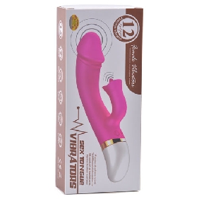  Pink Color Rechargeable Silicone Penis Vibrator with Tongue