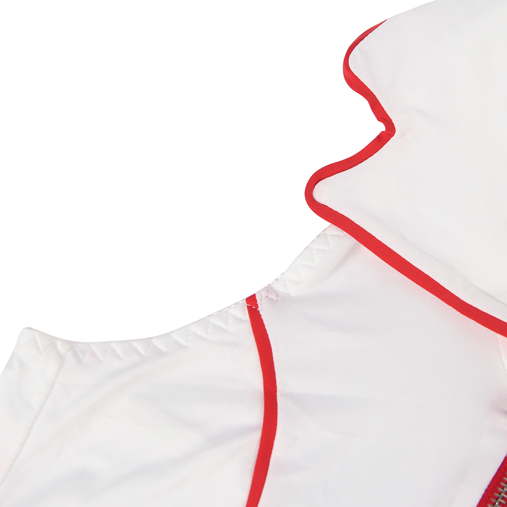 Sexy White Halter Apron Head Wear Shoulder Emblem Decoration Nurse Costume